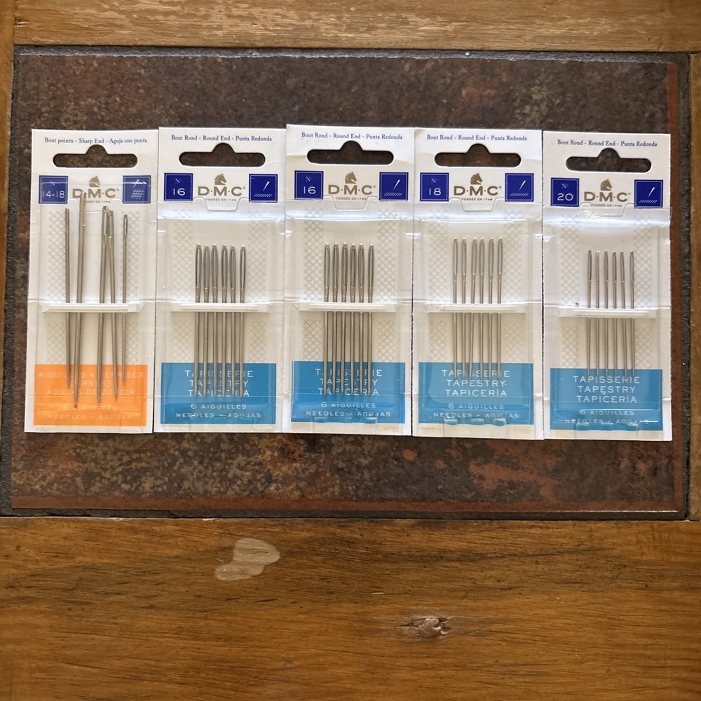 DMC Tapestry Needles Lot Size 16, 18, 20 Round& 14-18 Sharp Tip 5 Unopened Packs